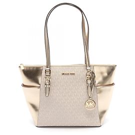 Bolsa Tote Charlotte em couro PVC Michael Kors Branco