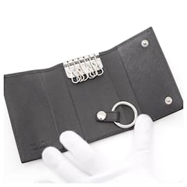 Prada-Prada Saffiano Leather Key Case 2PG002-Black