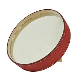 Hermès-Hermes Round Circe Leather Mirror-Brown
