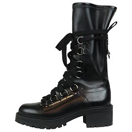 Christian Dior Black D-Fight leather calf-high boots - size EU 38 Black