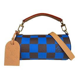 Bolsa de Ombro Soft Polochon PM Damier Pop Louis Vuitton Marrom Azul