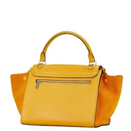 Céline-Celine Trapeze Handbag in Yellow Leather and Suede-Yellow