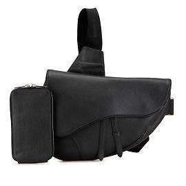 Bolsa Saddle Christian Dior em couro de bezerro preto Preto