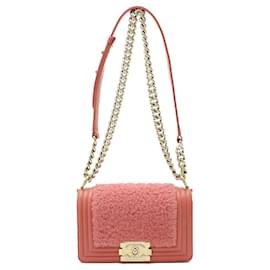 Chanel-Chanel Boy Shearling Leather Chain Bag-Pink