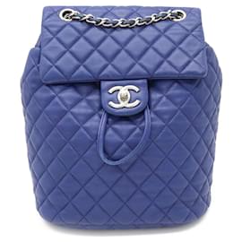 Chanel-Chanel Matelasse Lambskin Backpack Blue-Blue