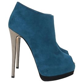 Botas ankle peep toe Giuseppe Zanotti em camurça azul Azul