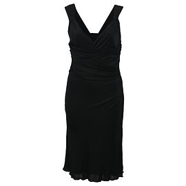 Schwarzes Polyester-Kleid mit V-Ausschnitt, knielang von Versace Schwarz