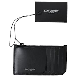 Saint Laurent-Saint Laurent Logo-Stamp Card Holder in Black Leather-Black