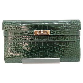 Hermès Hermes Alligator Kelly Wallet Green Green