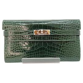 Hermès-Hermes Alligator Kelly Wallet Green-Green