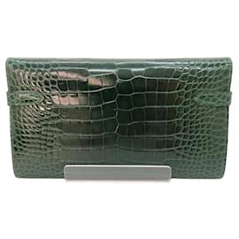 Hermès-Hermes Alligator Kelly Wallet Green-Green