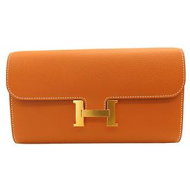 Hermès Hermes Constance To Go Evercolor Long Wallet Golden