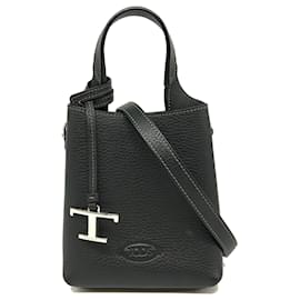 Tod's-Tod's Mini Shoulder Bag Shopper T Timeless Micro Black-Black