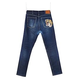 Gucci-Gucci Tiger Denim Pants-Blue