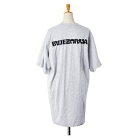 Balenciaga-Balenciaga Turning Logo Cotton T-Shirt L Gray-Brown