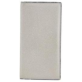 Valextra-Valextra Vertical 12 Card Leather Long Wallet-Grey