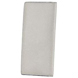 Valextra-Valextra Vertical 12 Card Leather Long Wallet-Grey