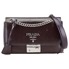 Prada-Prada Saffiano Chain Shoulder Bag 1BD147 Purple-Purple