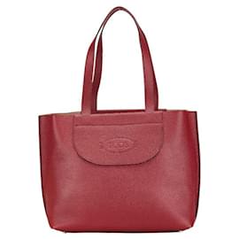 Tod's-Tod's Florida Medium Leather Tote Bag-Red