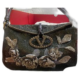 Sac de soirée Valentino Garavani Argent à sequins Logo V Métallisé
