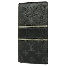 Louis Vuitton-Louis Vuitton Long Wallet Monogram Eclipse Portefeuille Brazza M64438 Noir-Black