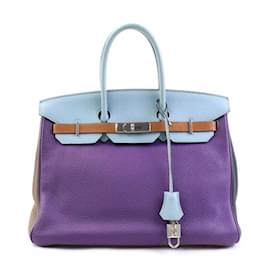 Hermès-Hermes Birkin 35 Harlequin Handbag-Blue,Other,Grey,Taupe