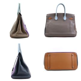 Hermès-Hermes Birkin 35 Harlequin Handbag-Blue,Other,Grey,Taupe