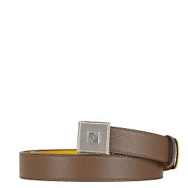 Fendi FF Reversible Leather Belt Brown Yellow