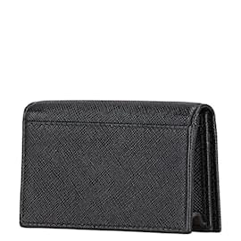 Prada-Prada Saffiano Triangle Card Case-Black