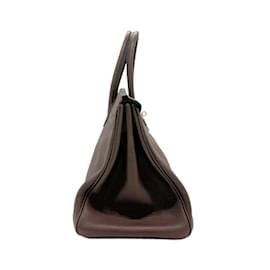 Hermès-Hermes Birkin 35 Handbag in Dark Brown Togo Leather-Dark brown