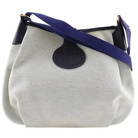 Borsa a spalla Rodeo di Hermès Toile H 1999 Marrone Blu navy