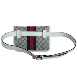 Gucci-Bolsa de cintura em lona GG Supreme de couro Gucci Ophidia-Marrom,Fora de branco