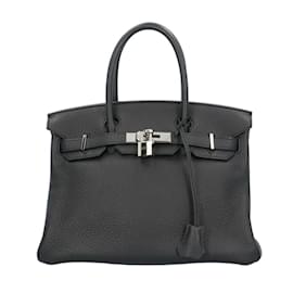 Hermès-Hermes Birkin 30 Handbag in Black Leather-Black