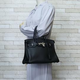 Hermès-Hermes Birkin 30 Handbag in Black Leather-Black