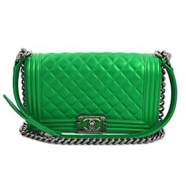 Chanel-Chanel Green Leather Shoulder Bag-Green