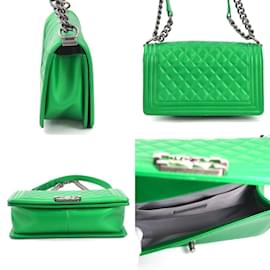 Chanel-Chanel Green Leather Shoulder Bag-Green