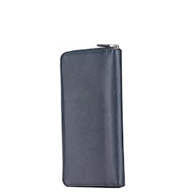 Prada-Prada Saffiano Round Long Wallet-Navy blue