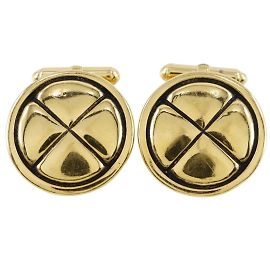 Boutons de manchette en or plaqué CHANEL Matelassé pour hommes Doré