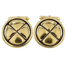 Chanel-CHANEL Matelasse Gold Plated Cufflinks for Men-Golden