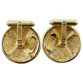 Chanel-CHANEL Matelasse Gold Plated Cufflinks for Men-Golden