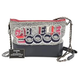 Chanel-Chanel Gabrielle de Leather Shoulder Bag-Navy blue
