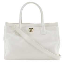 Bolsa Executiva Chanel em Couro Caviar Branco Branco