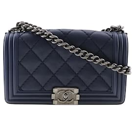 Chanel-Chanel Boy Chanel Shoulder Bag-Navy blue