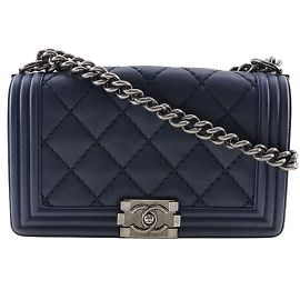 Borsa a Spalla Chanel Boy Blu navy