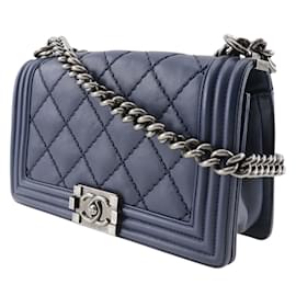 Chanel-Chanel Boy Chanel Shoulder Bag-Navy blue