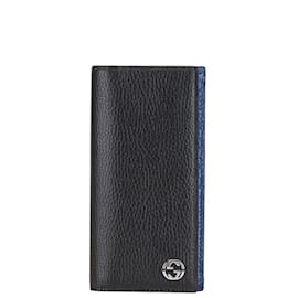 Gucci-Gucci Interlocking G Bi-color Bi-fold Wallet-Black,Navy blue