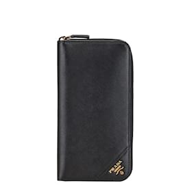 Prada-Prada Saffiano Round Long Wallet-Black