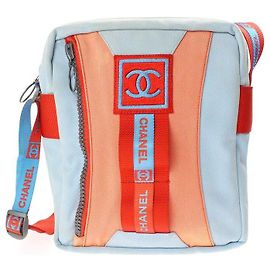 Chanel Sport Travel Bag Blue Orange Polyester Blue Orange