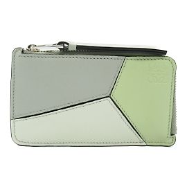 Billetera/Coin Case Loewe Puzzle Castaño Verde Verde claro