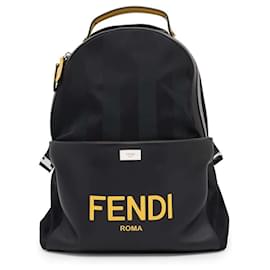 Fendi-Fendi Men's Black Backpack-Black,Yellow